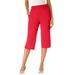 Plus Size Women's Soft Knit Capri Pant by Roaman's in Vivid Red (Size 2X)