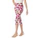 Plus Size Women's Stretch Cotton Printed Capri Legging by Woman Within in White Tropical Floral (Size L)