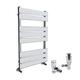 Warmehaus Minimalist Bathroom Flat Panel Heated Towel Rail Radiator Rad Chrome 800 x 500mm - Modern Central Heating Space Saving Radiators - with Angled Thermostatic Radiator Valve Pack