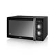 Swan SM22070LBN Retro Manual Microwave with Glass Turntable, 6 Power Levels & Defrost Setting, 25L, 900W, Black