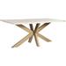 Everly Quinn Mahsiah 69" Acacia Solid Wood Trestle Dining Table Wood in Brown/White/Yellow | 30 H x 69 W x 35 D in | Wayfair