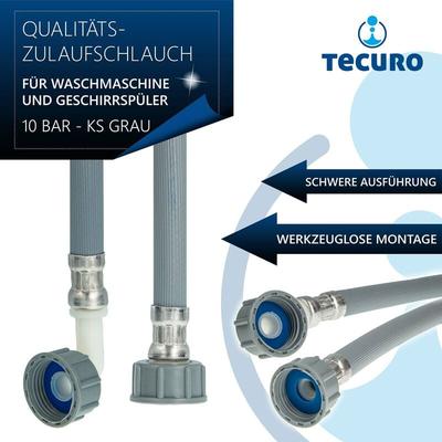 Zulaufschlauch 1,50 m, für Waschmaschine Geschirrspüler, 10 bar, KS-grau - Tecuro Image