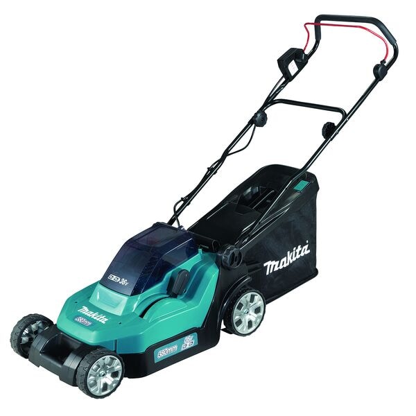 makita Akku-Rasenmäher »DLM382PM2« 2x 18 V inkl. Akkus und Ladegerät türkis, 45 cm