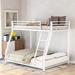 Metal Floor Bunk Bed, Twin over Full, White/Black