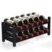 2-Tier 12 Bottles Bamboo Storage Shelf Wine Rack - 23.5" x 9.5" x 10" (L x W x H)