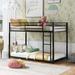 Twin over Twin High- Quality Steel Low Bunk Bed, Low Bunk Bed with Ladder