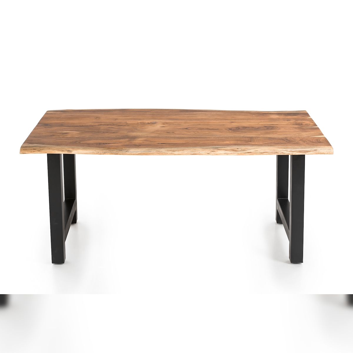SalesFever Baumkanten Esstisch 200x100 cm | massive 3,5 cm Akazie Natur | H-Gestell Schwarz Image