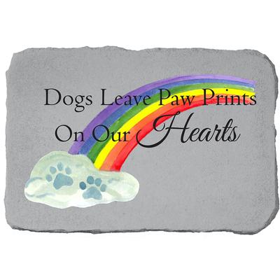 Dogs Leave Paw Prints Rainbow Garden Memorial Accent Stone by Kay Berry in Grey