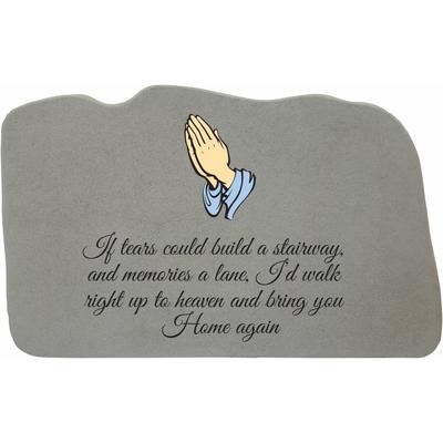 If Tears Praying Hands Garden Memorial Accent Stone by Kay Berry in Grey