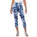 Plus Size Women's Essential Stretch Capri Legging by Roaman's in Navy Acid Tie Dye (Size 22/24) Activewear Workout Yoga Pants