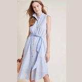 Anthropologie Dresses | Classy Anthropologie Kismet Shirt Dress Pinstripe! | Color: Blue/White | Size: 0