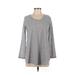 Julie Billiart Pullover Sweater: Scoop Neck Covered Shoulder Gray Marled Tops - Women's Size Medium