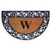 Nedia Home Half Round Acanthus Border Personalized Monogrammed 36 in. x 22 in. Non-Slip Outdoor Door Mat Coir, Rubber | Wayfair 18023