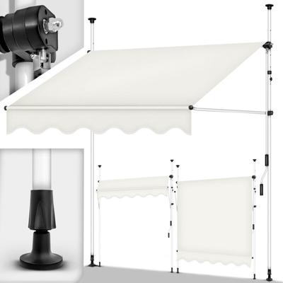 Balkonmarkise 200 cm Beige Gelenkarm Markise Klemmmarkise Sonnenmarkise Balkon ohne Bohren - Tillvex Image