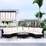 5 Pieces Rattan Wicker Sofa Sectional Set Patio Furniture Set