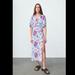 Zara Dresses | Nwt Zara Floral Print Dress/ M | Color: Blue/Pink | Size: M