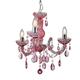 LITECRAFT Glow Marie Chandelier Crystal Effect 3 Arm Ceiling Light - Pink