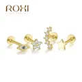 ROXI – boucles d'oreilles en argent Sterling 925 pour femme 1 paire Simple fileté Piercing