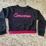 Converse Shirts & Tops | Converse Girls Cropped Sweatshirt Sz S 8-10 | Color: Black/Pink | Size: Sg