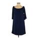 Bobeau Casual Dress - A-Line: Blue Print Dresses - Women's Size Small