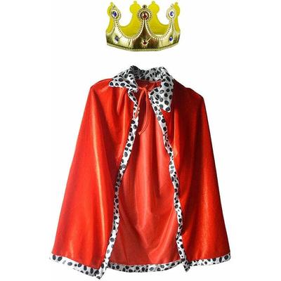 König Robe Mittelalter Kostüm Prinz König Kostüm Umhang (Mantel & Krone) Rot