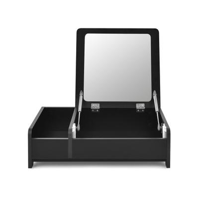 Costway Compact Bay Window Makeup Dressing Table with Flip-Top Mirror-Black