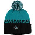 Men's adidas Black/Teal San Jose Sharks COLD.RDY Cuffed Knit Hat with Pom