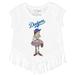 Girls Youth Tiny Turnip White Los Angeles Dodgers Babes Fringe T-Shirt