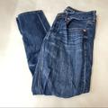 American Eagle Outfitters Jeans | American Eagle Womens Jeans Size 4 Tomgirl Button Fly Dark Wash Distressed #0278 | Color: Blue | Size: 4