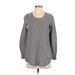 Ann Taylor LOFT Pullover Sweater: Gray Color Block Tops - Women's Size X-Small