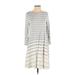 Lou & Grey Casual Dress: Gray Stripes Dresses - Women's Size X-Small