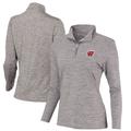 Women's Heathered Gray Wisconsin Badgers Peached Marled Yarn Quarter-Zip Pullover Jacket