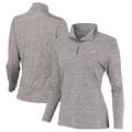 Women's Heathered Gray Virginia Tech Hokies Peached Marled Yarn Quarter-Zip Pullover Jacket