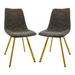 Markley Modern Leather Dining Chair With Gold Legs Set of 2in Grey - LeisureMod MCG18GR2