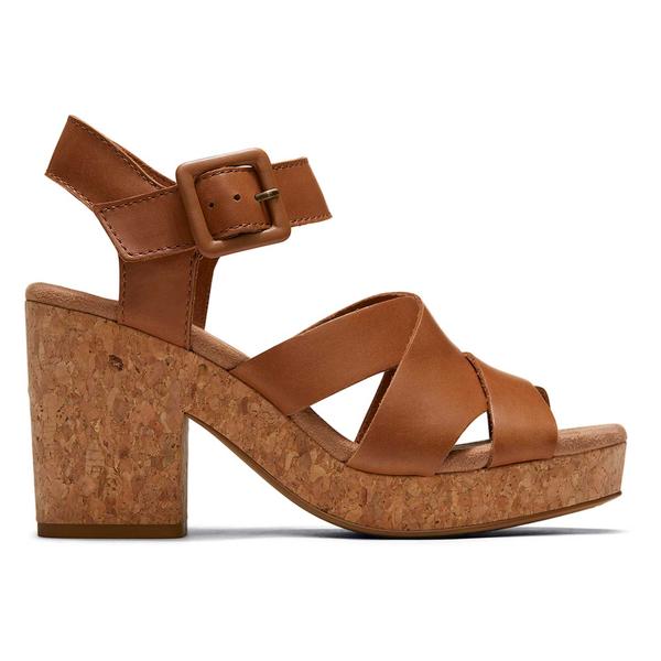 toms-womens-brown-leather-cork-wrap-platform-heel-sandals,-size-11/