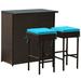 Costway 3PCS Patio Rattan Wicker Bar Table Stools Dining Set-Turquoise