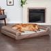 FurHaven Luxe Fur & Performance Linen Sofa Bed Metal in Gray | 8 H x 40 W x 32 D in | Wayfair 45544203