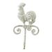 Rooster 10 Inch Metal Wall Hook Antiqued White Distressed Rustic - Cream