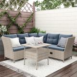 4-Piece Outdoor Patio All Weather PE Wicker Rattan Sofa Set