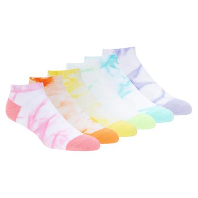 Skechers Girl's Tie-Dye Pastel Socks - 6 Pack | Size Small | Poly Blend