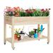 Kinsunny Wooden Raised Garden Bed on Wheels Elevated Garden Bed, Elevated Planter Box with Storage Shelf for Vegetables