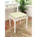 Canora Grey Camiah Gray Fern Linen Vanity Stool w/ Off-White Finish & Welting Linen/Wood/Upholstered in Gray/Green/Brown | Wayfair