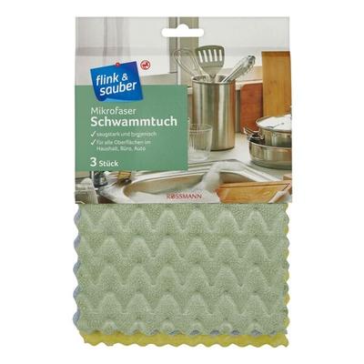 flink & sauber 3er-Pack Mikrofaser Schwammtücher mehrfarbig, 17 cm Image