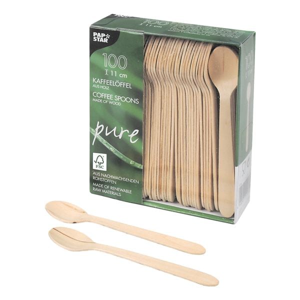Papstar Einweg-Kaffee-Holzlöffel »pure«, 100 Stück braun Image