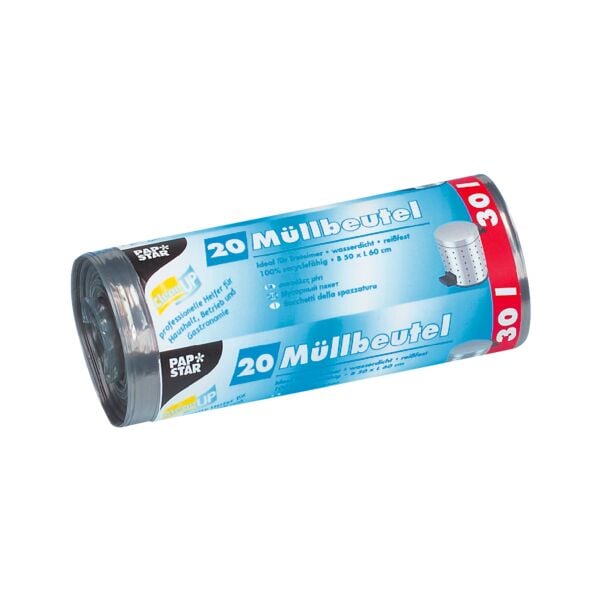 Papstar 20 Müllbeutel 30 L grau grau, 50x60 cm