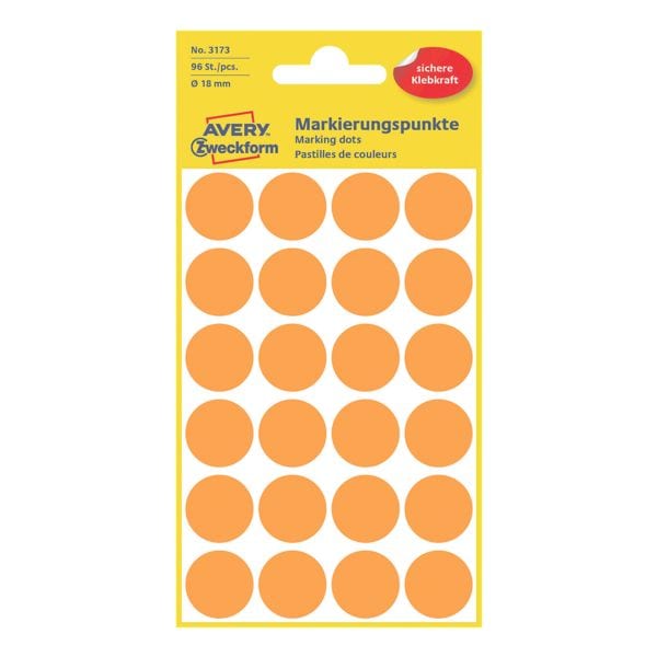 Avery Zweckform Avery Zweckform Markierungspunkte - 18 mm Ø - selbstklebend orange Image