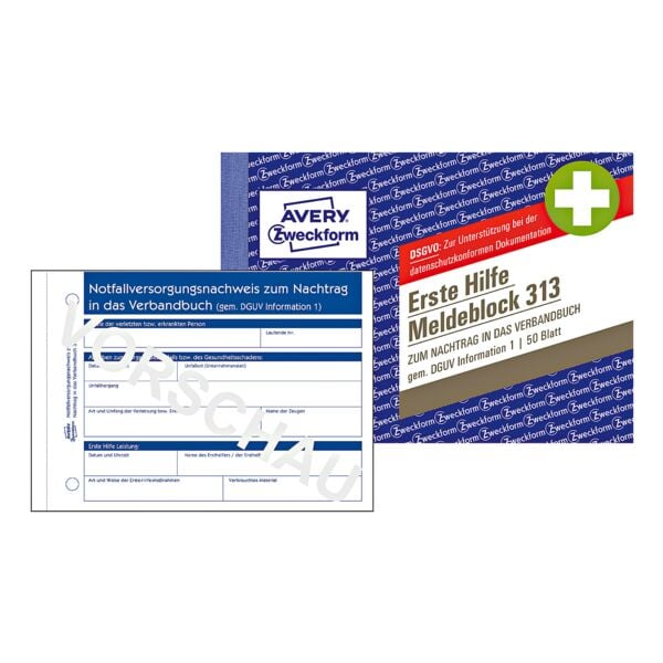 Avery Zweckform Erste-Hilfe-Meldeblock »313«, 14x10.5 cm Image