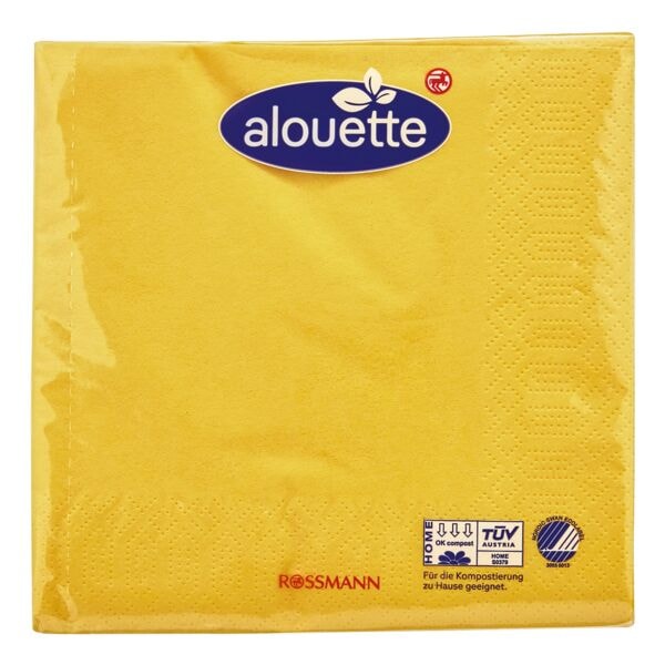 alouette 30 Servietten 3-lagig 33 x 33 cm gelb, 33x33 cm Image