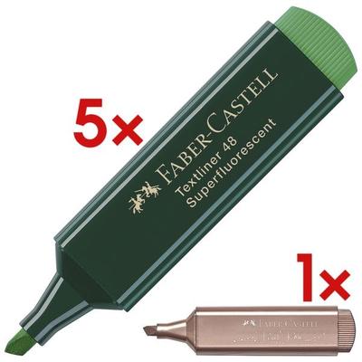 Faber-Castell 5x Textmarker »Textliner 48« inkl. Textmarker »TL 46 Metallic« rosé grün Image