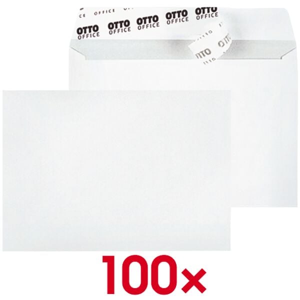OTTO Office Briefumschläge C6 ohne Fenster mit Haftklebung - 100 Stück weiß, 16.2x11.4 cm Image